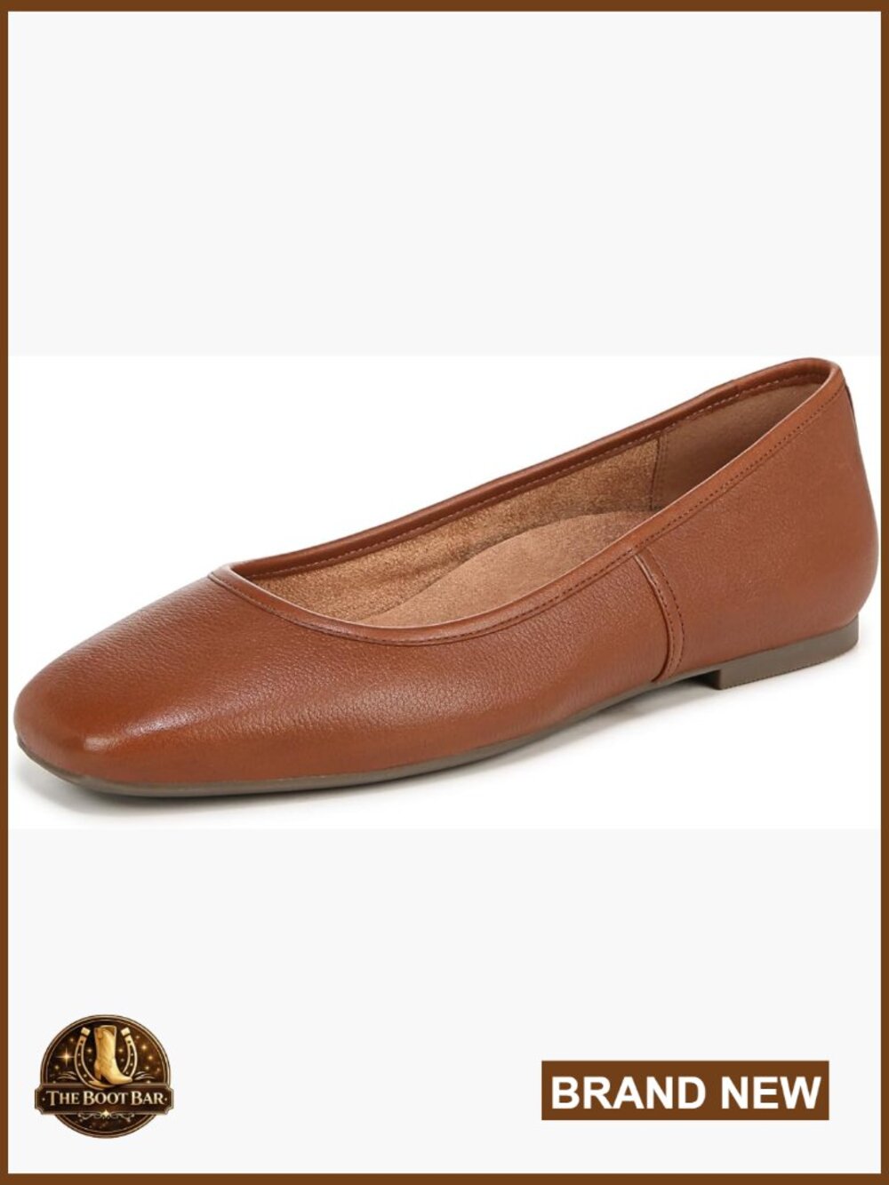 Ballet Flat With Arch Support, Premium Leather, Cushioned Insole, Slip-On Style